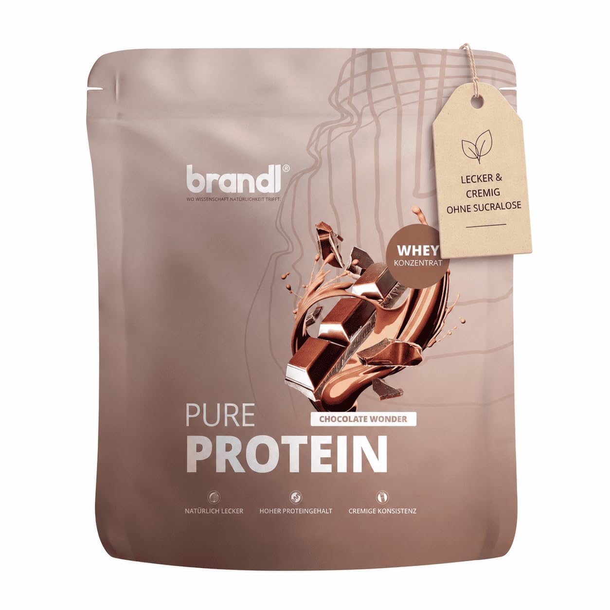 Pure Protein Whey in Pulver - 80% Eiweißpulver aus der EU - gut löslich für deinen Shake, Haferflocken oder Smoothie - Premium-Qualität ohne Sucralose, Acesulfam K & Aspartam - 1 kg Schoko mit Whey