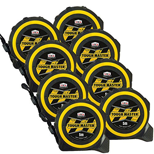 Toughmaster Lot de 8 rubans à mesurer système métrique/impérial anti-impact 25 mm de largeur x 5 m de longueur Cover