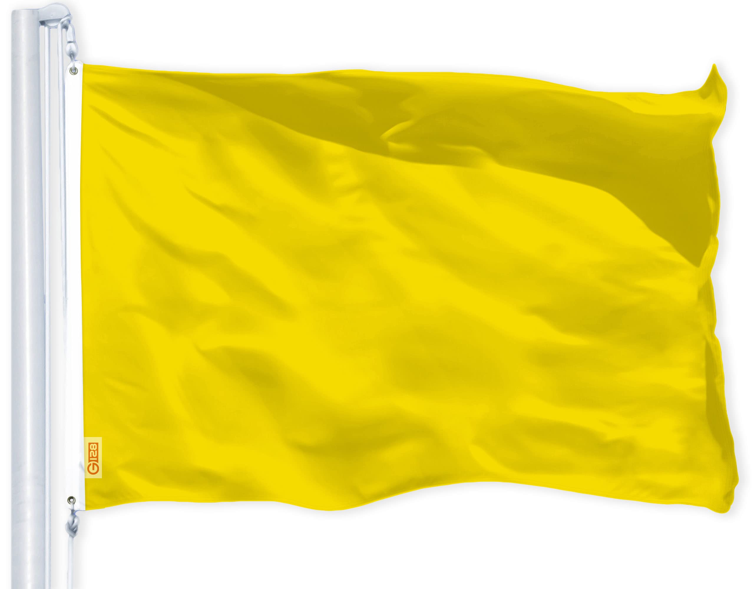 G128 Solid Yellow Color Flag | 3x5 Ft | LiteWeave Pro Series Printed 150D Polyester | Indoor/Outdoor, Vibrant Colors, Brass Grommets, Thicker and More Durable Than 100D 75D Polyester
