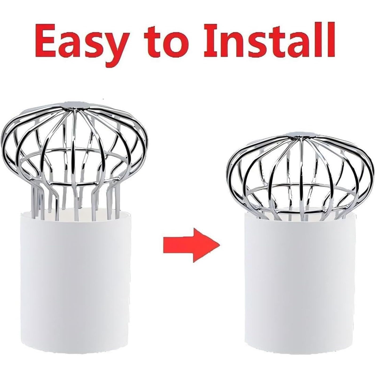 Protector de canalones de acero inoxidable, filtro antiobstrucción para hojas y escombros, protector de tubería al aire libre, cubierta de drenaje de techo para bajantes redondos de 1.4 a 5.3 pulgadas