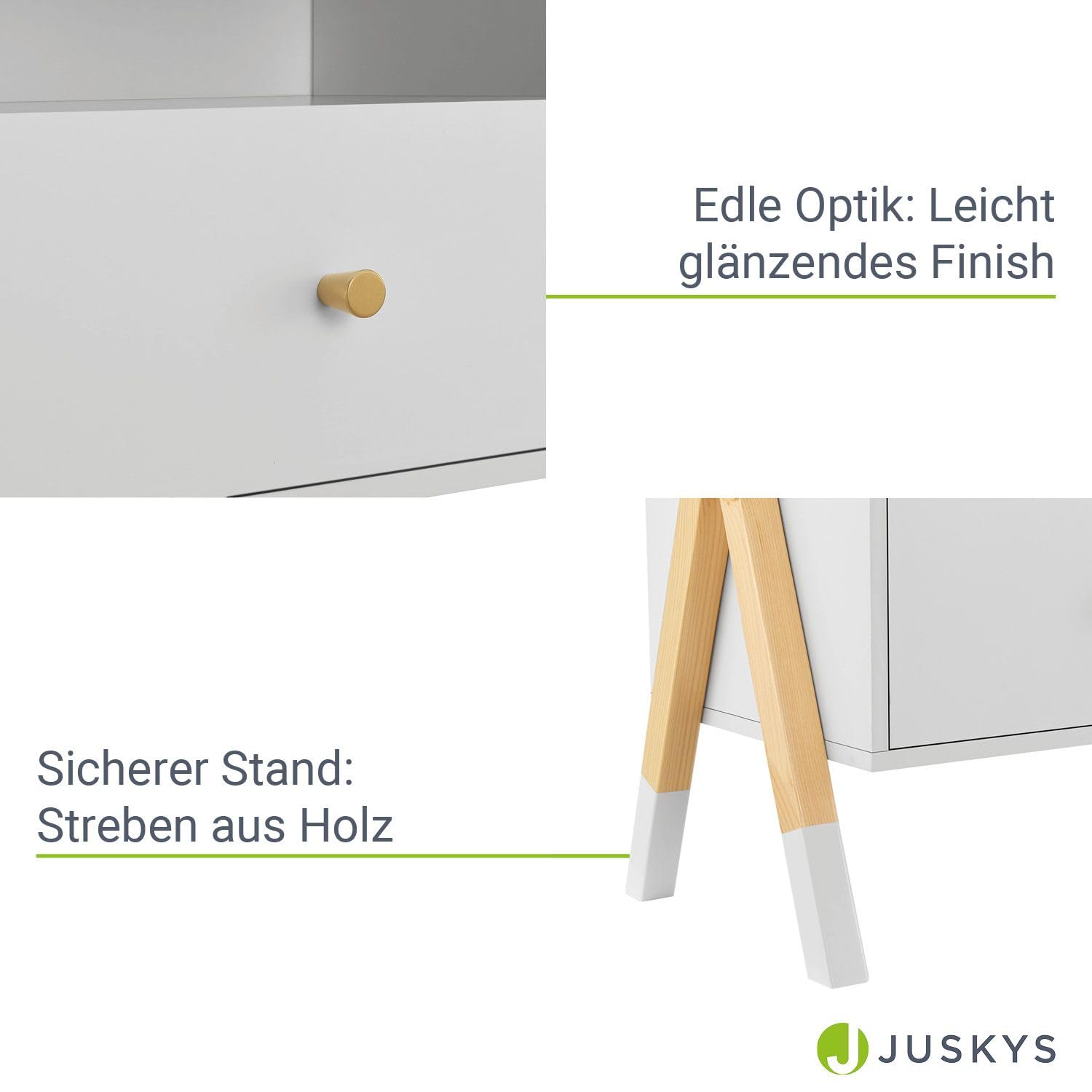 Juskys Table de Chevet pour Enfants Jamie avec tiroir, Tablette et Compartiment Ouvert - Petite Armoire de Nuit en Bois - Petite Table de Chevet - Commode Blanche Naturelle