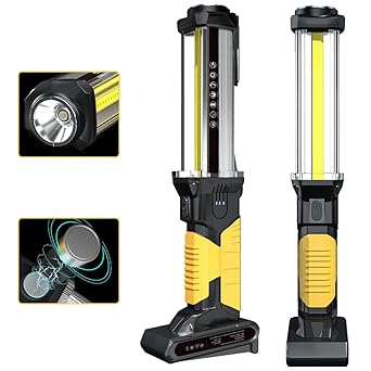 WARSUN DJ60 LED Work Light 1500 Lumens Rechargeable Super Bright COB Portable Work Flashlight for Car Repair, Camping, Hiking