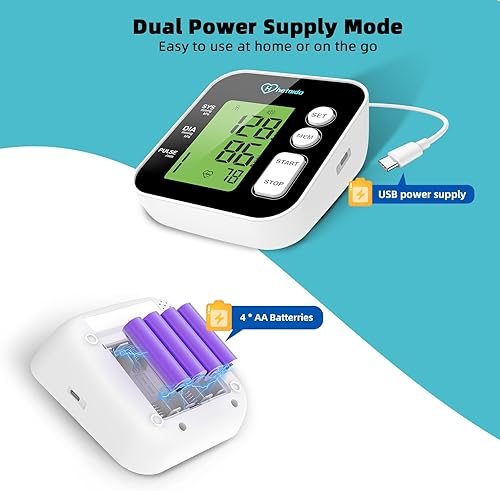 Miniatura 5 de Hetaida Monitor de presión arterial para la parte superior del brazo, máquina digital BP con gran pantalla LCD retroiluminada, aviso de voz,
