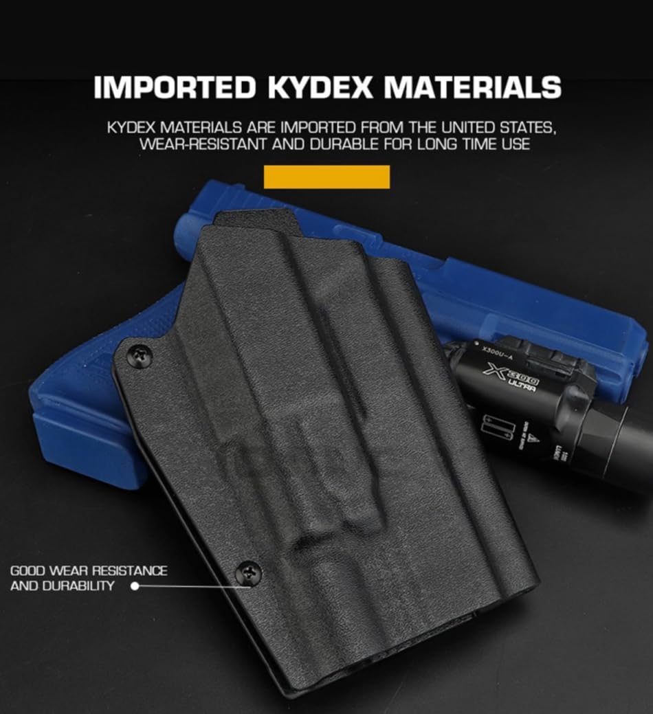 ACEXIER Funda táctica de Kydex para G1ock 17/19/19X/45 Funda para Pistola de Airsoft con Linterna G-300 y Sistema de Bloqueo QLS 19 22