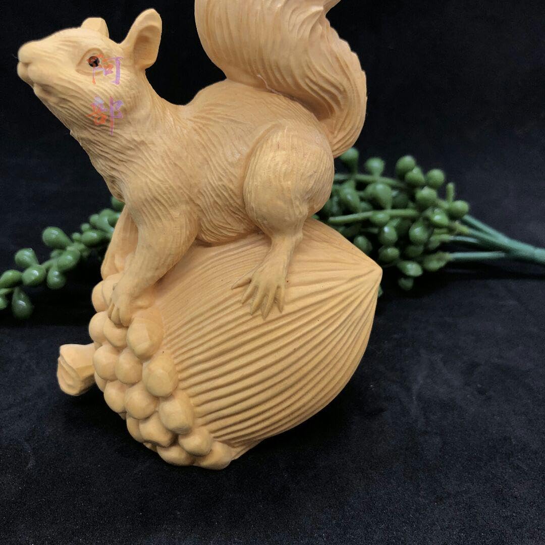 Amazon.co.jp: 木彫 置物 リス 精密彫刻 一刀彫 柘植材 文遊び工芸品 