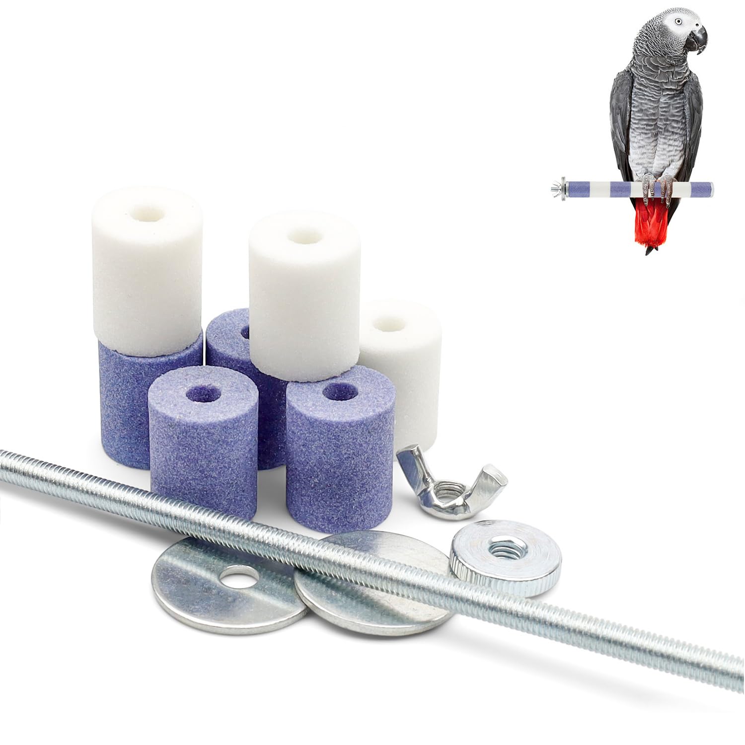 DIYCUT Perchas Loros, Perca de Pájaro, Varillas de Soporte de Jaula de Pájaros de Loro Esmerilado de Color para Pájaros Pequeños como Loros