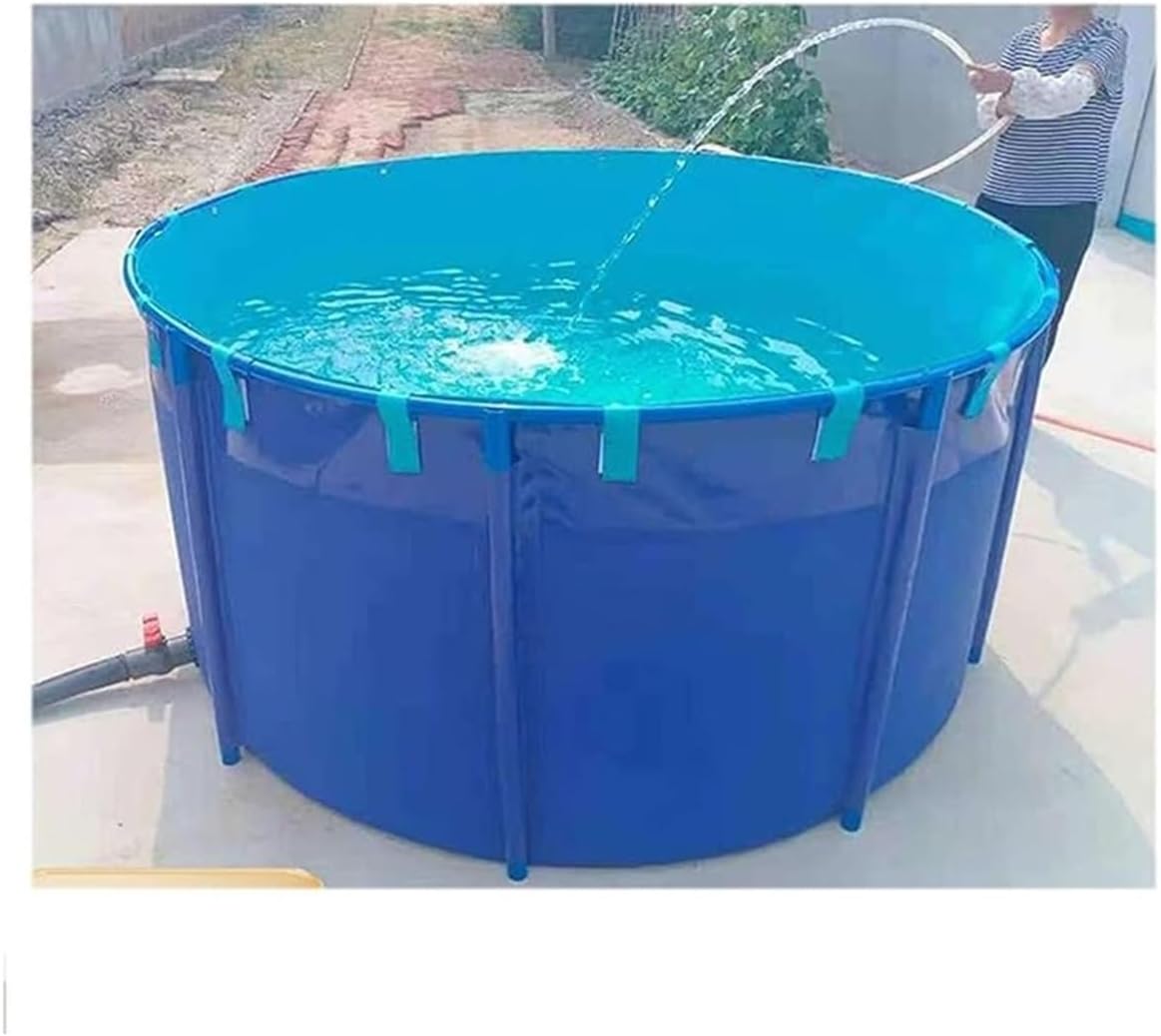 Above Ground Pool - 2x1M Circular Waterproof PVC Fish Pond, Easy Setup Kids Swimming Pool, Large 3100L Water Storage Tank for Backyard Fun