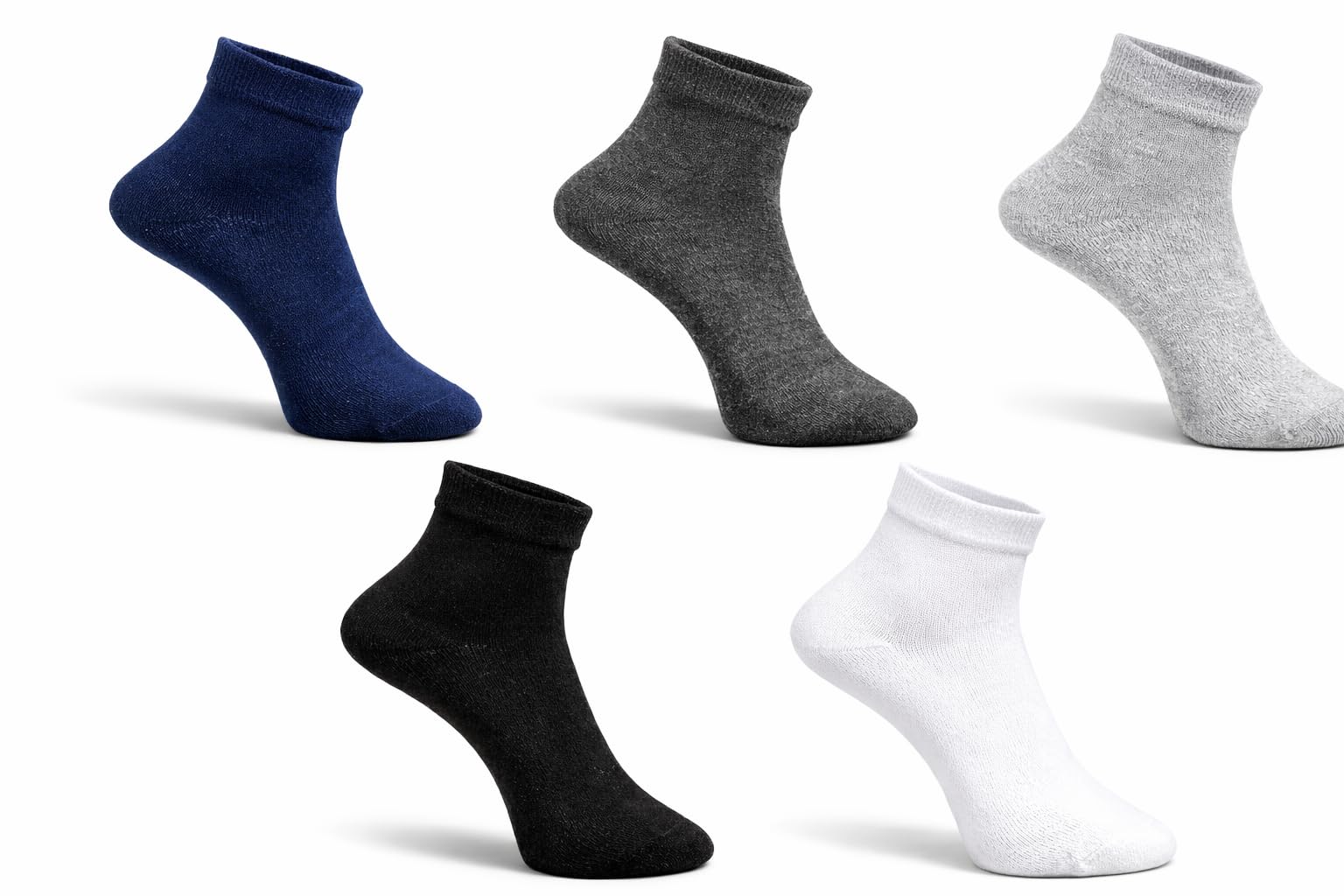 100% Cotton Ankle Socks for Men & Women – Unisex 5 Pair Pack – Comfortable Everyday Solid Socks-image-40