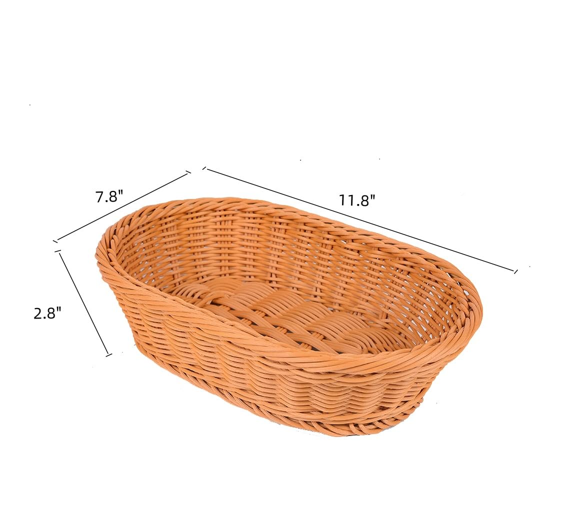 Cesta de pan de mimbre, cesta de almacenamiento tejida de mesa, comida frutas y verduras, cesta de servir para restaurante (11 x 7.5 x 3.9 lnch) (2 piezas)