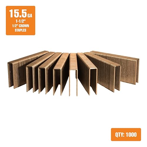 Miniatura 2 de Freeman Grapas para pisos  Calibre 15.5  1-12 pulgadas  Pegamento combinado  Corona de 12 pulgada  1,000 unidades  Piso de madera dura, tablones de