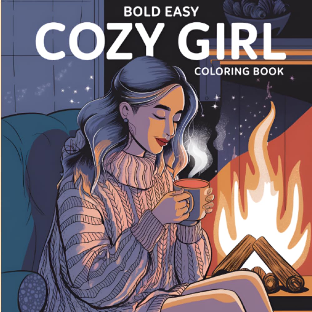 Cozy Girl: Bold Easy Coloring Book