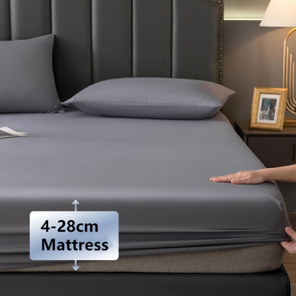 Mattress Protection Mattress Cover Fitted Sheet Breathable Dustproof Mattress Covers Protector Minimalist Fitted Sheet with Elastic Queen Deep Pocket-Gray||150x200cm(only Mattress Cover)