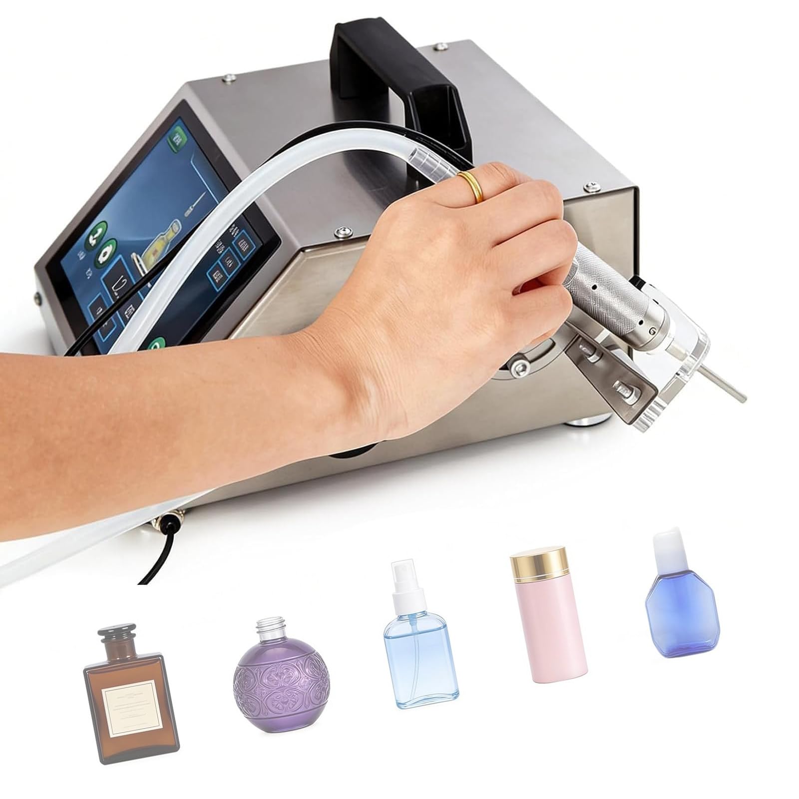 Riempitrice di liquidi per imbottigliamento multiuso, pannello touch, acciaio inossidabile per miele, olio, detergente, liquidi viscosi - Efficiente e facile da usare