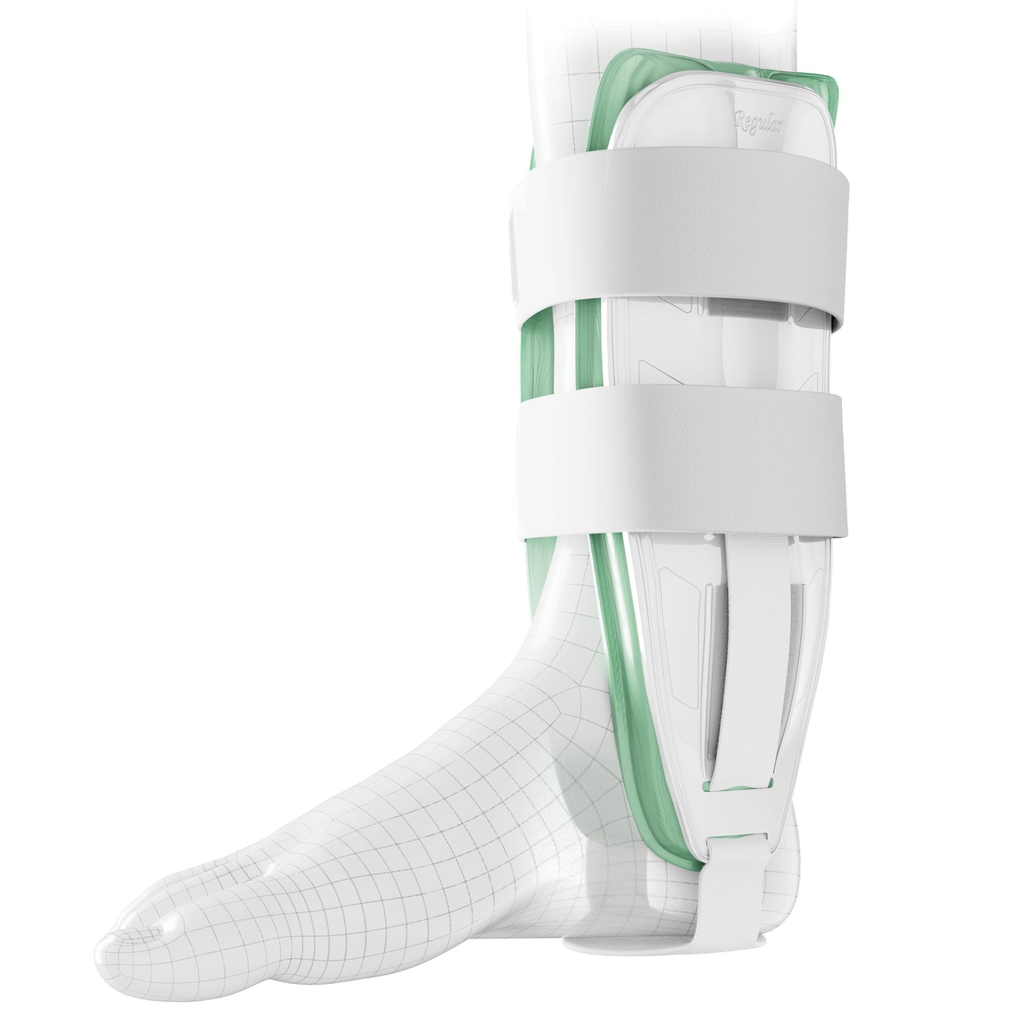 AnklePro Air Gel Stirrup Ankle Brace, Hard Core Side Stabilizer With Removable Cold Therapy Air Cushion & Gel Pad for Ankles, Ankle Brace for Women and Men, Ankle Support, Regular, White