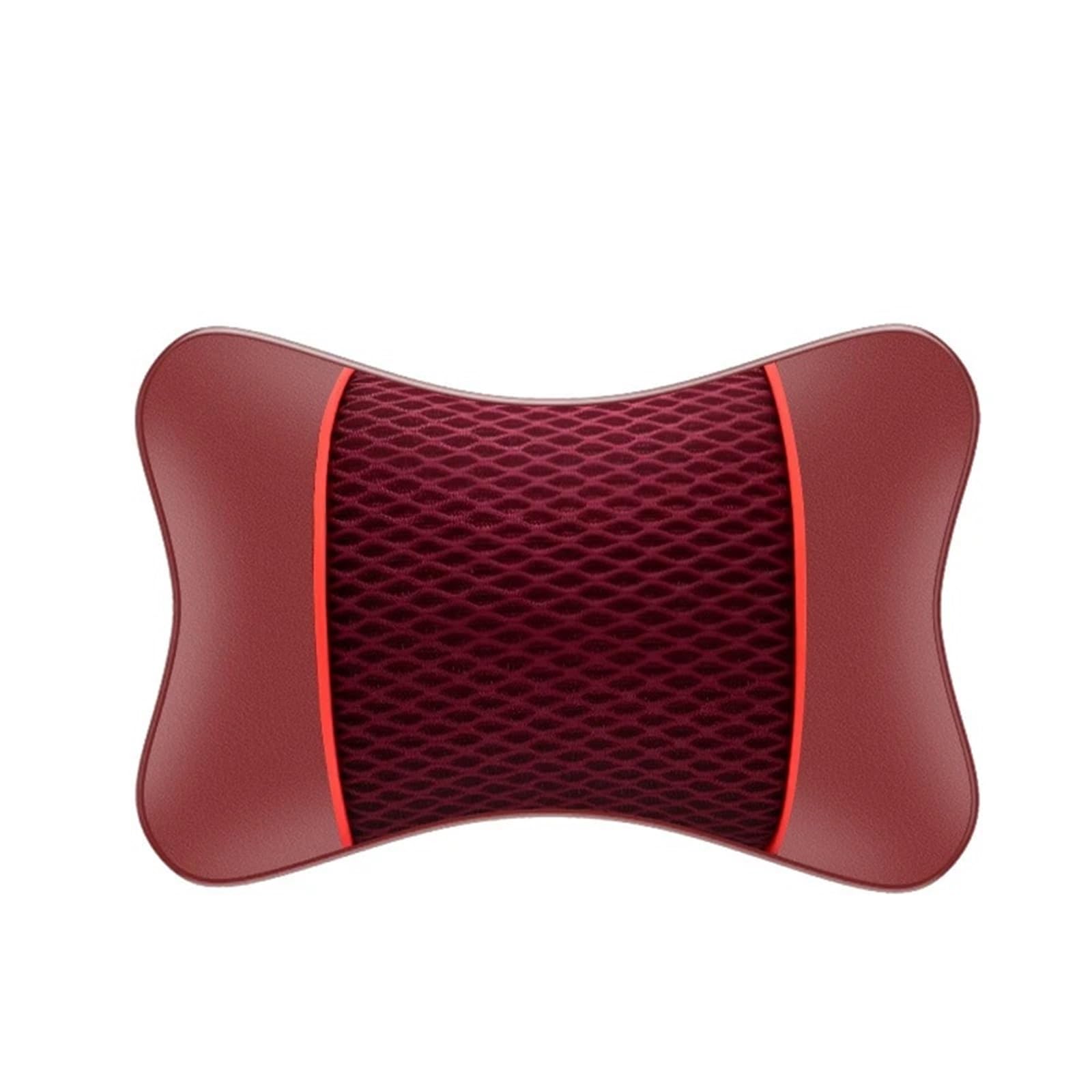 POAWUDJA Car Pillow Leather Knitted Car Pillow Headrest Neck Rest Cushion Support Seat Accessories Auto Black Safety Removable Cover(Red)