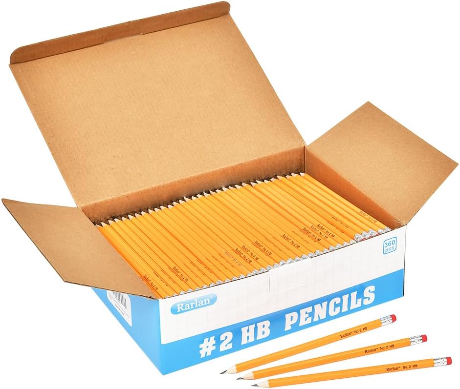 rarlan wood-cased #2 hb pencils, pre-sharpened, 360 count bulk pack