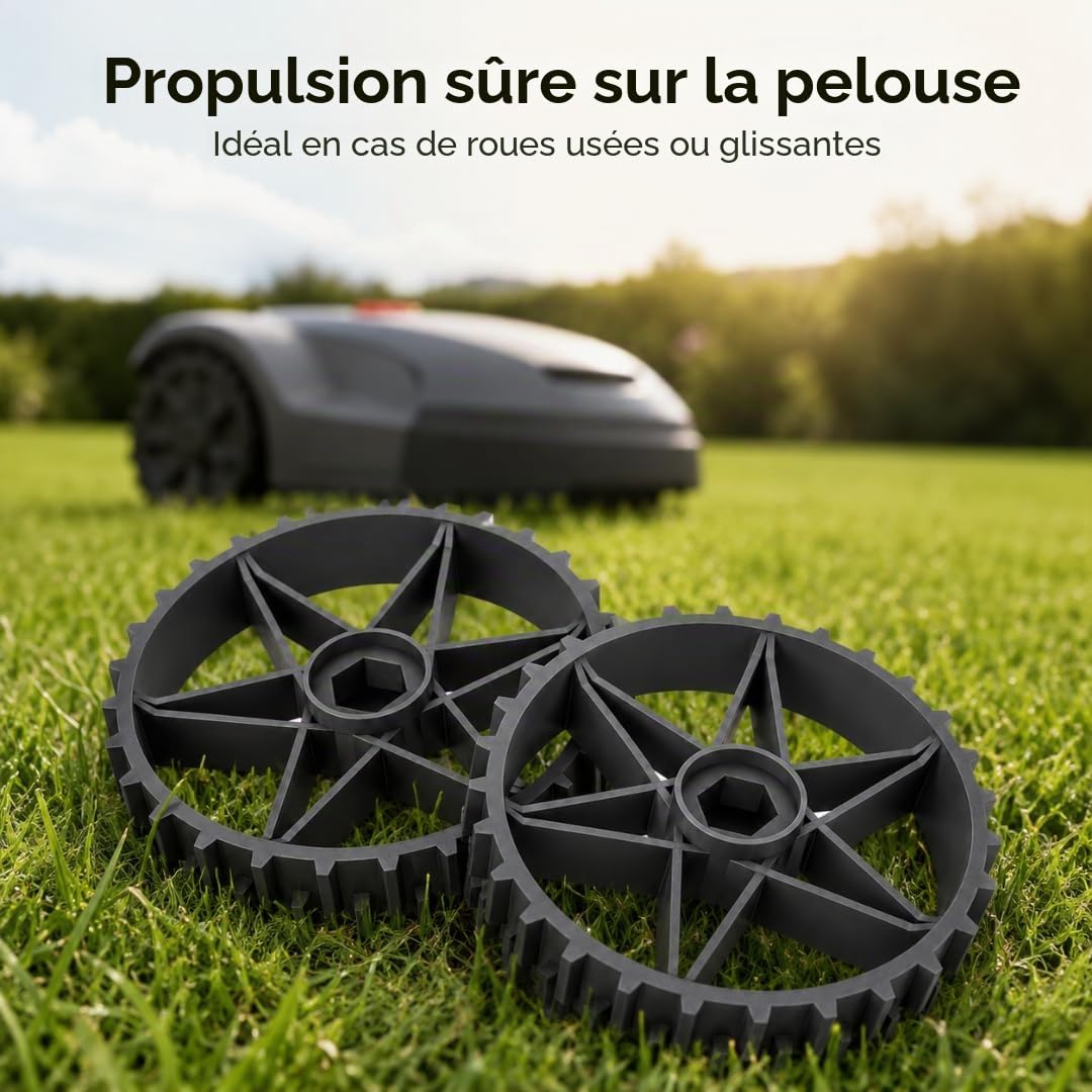 Ensemble de 2 roues motrices compatibles avec Gardena R38Li R40Li R50Li R70Li R80Li Husqvarna Automower 105/305 / 308 Plus d'adhérence!