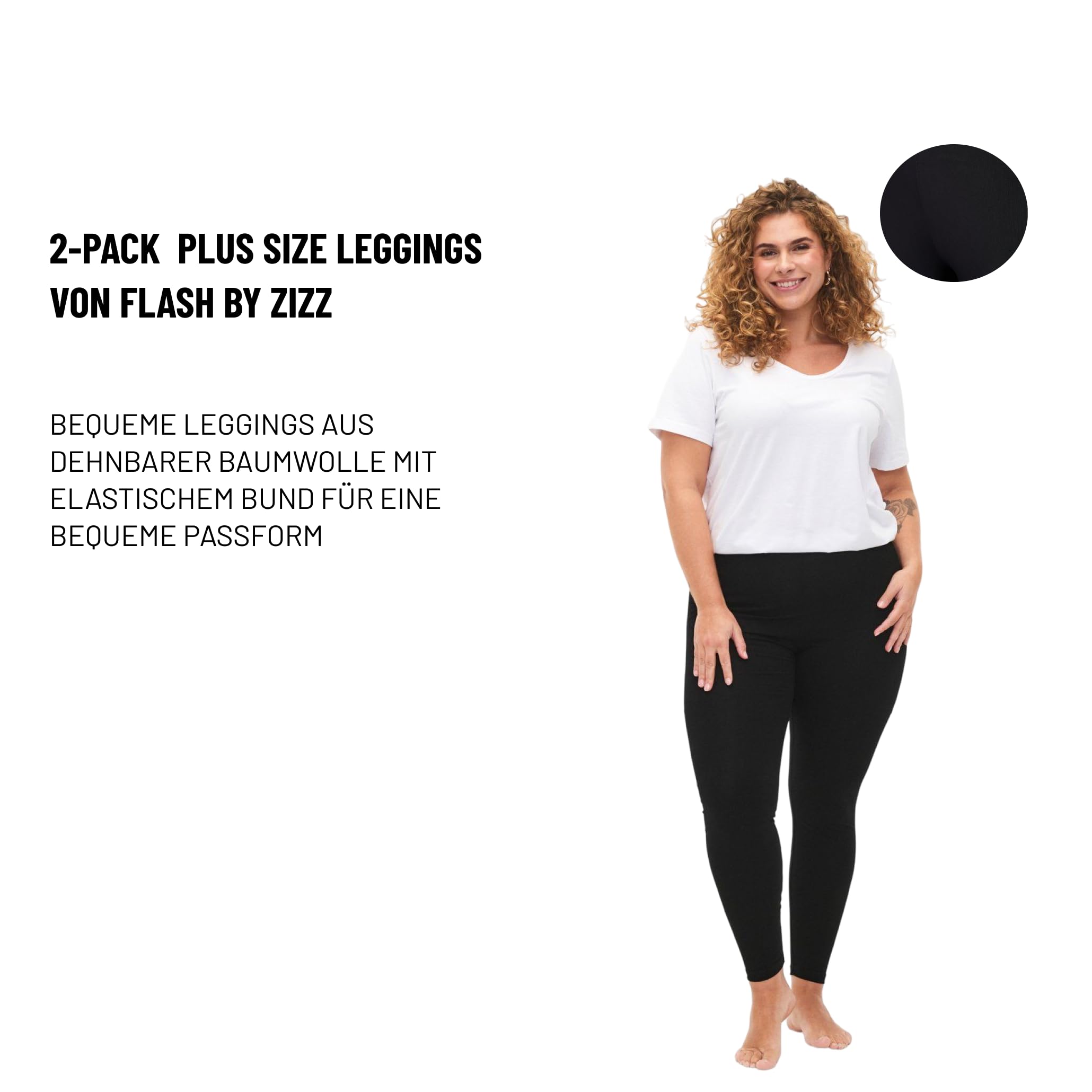 Zizzi Flash by Femmes Grandes Tailles Leggings Coton Lot de 2 Taille