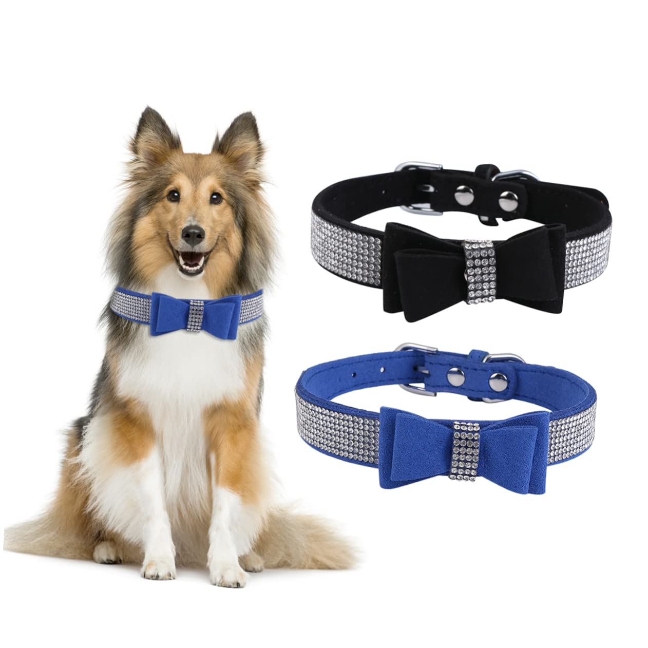 BESPORTBLE 3pezzi Collare Per Cani e Gatti Con Strass Comfort e Stile Per Animali Domestici Xl Nero Accessorio Pratico Per Foto e Occasioni Speciali