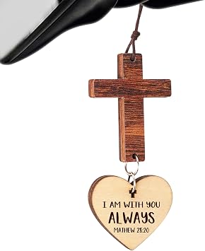Miarita Bible Verse Car Rearview Hanging Cross Ornament, Cross for Car Decor Mirror Hanging, Rear View Mirror Accessories, Christian Gifts for Men, Women, Religious Gifts for Men, Women