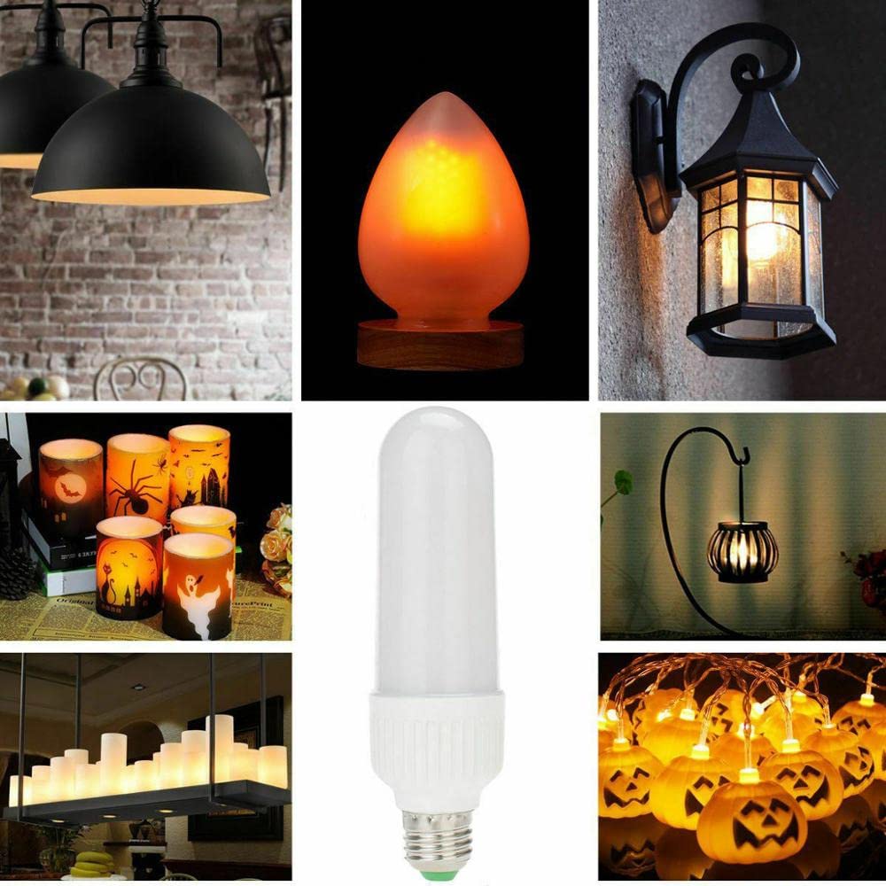lampadine 5 pz. AC85-265V LED. Fiamma Effetto Fuoco E27 E26 B22 2835 SMD Lampadine 5W Creative Lights Flowing Emulation Emulation Atmosphere Lampada da Decorazione(E27,Giallo)