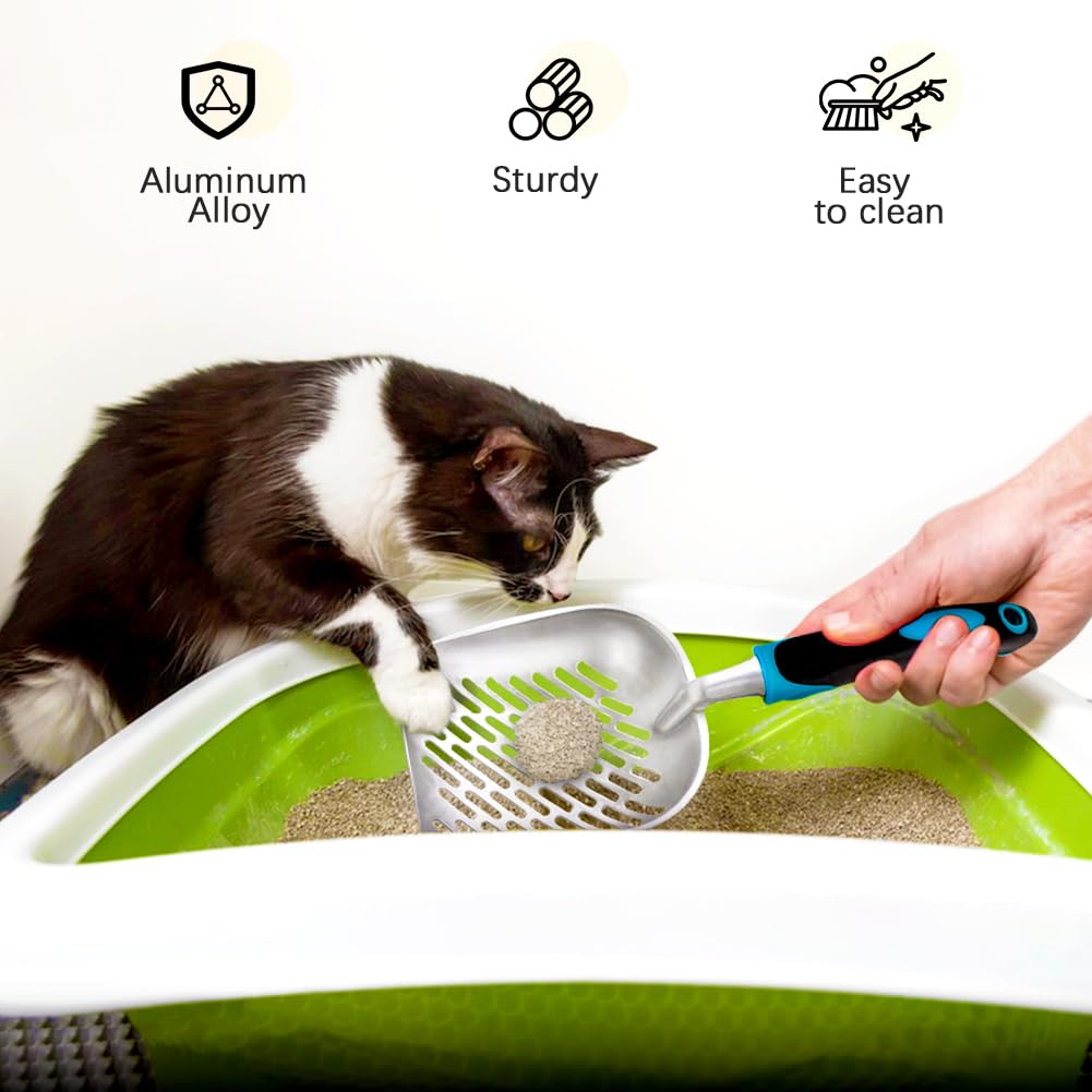 Cat Litter Scoop,Mesh Shovel,Stainless Steel Metal Scoop,Poop Sifting,Mesh Shovel,Suitable for Cat Litter Box(Black) - image 6