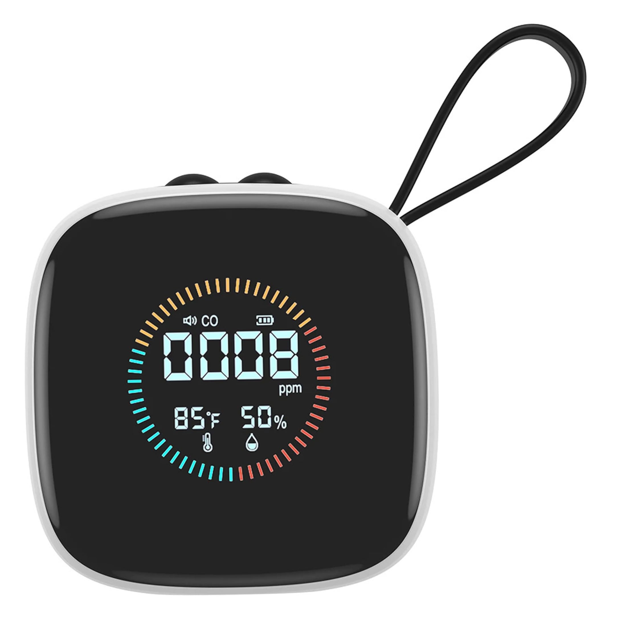 Portable Carbon Monoxide Detector for Travel, 3-in-1 Carbon Monoxide Alarm with Temp & Humidity Monitoring, Rechargeable, 2.76x2.76x1.26 Inch Travel Detector Alarm