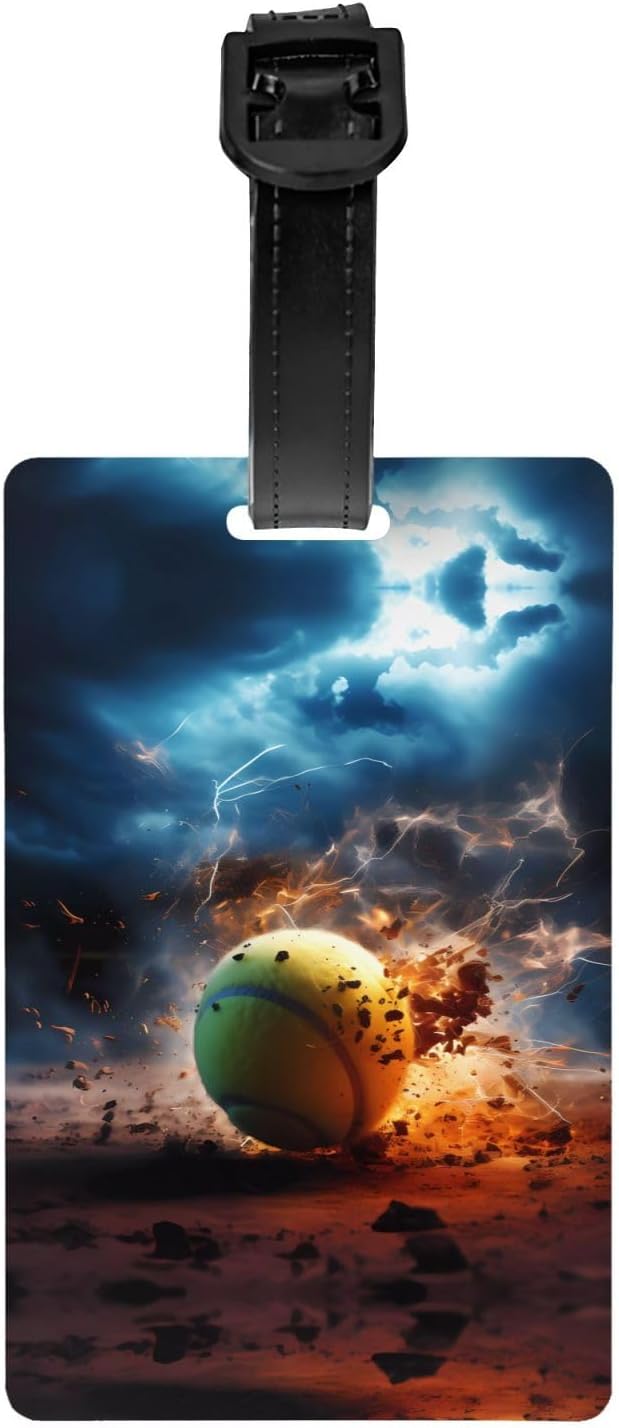 Luggage Tag Hangers Lightning Tennis Printed Luggage Tags Suitable for Gym Bags Suitcases and Golf Bags