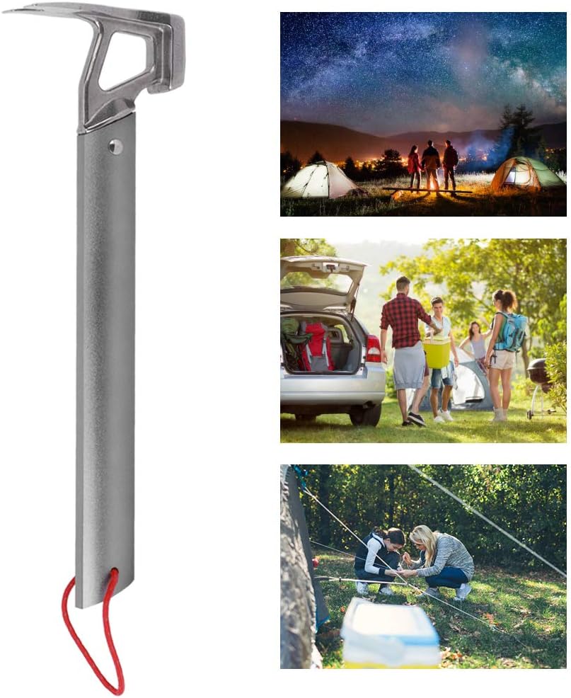 Outdoor Multifunctional Tent Nail Hammer, Stainless Steel Nail Puller Remover Suitable for Any Camping Site