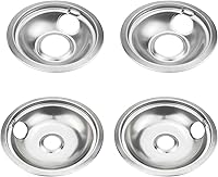 Vista 7 de Cubiertas para quemadores de estufa Mejiao, sartenes de goteo cromadas de repuesto para Frigidaire Kenmore 316048413 y 316048414, 4 piezas (4x6")