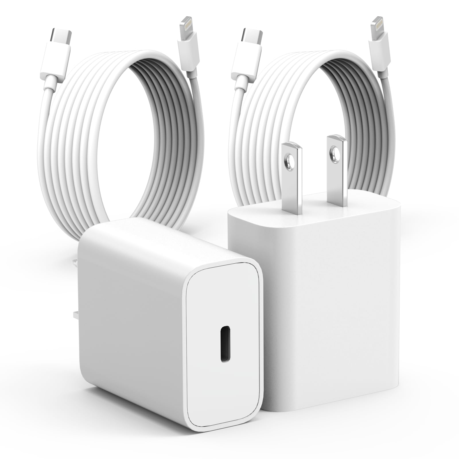 Fast Charger for iPhone,USB C Chargers 2 Pack,MFi Certified 20W PD Wall Phone Charger Block with 6FT (2PCS-C-L)