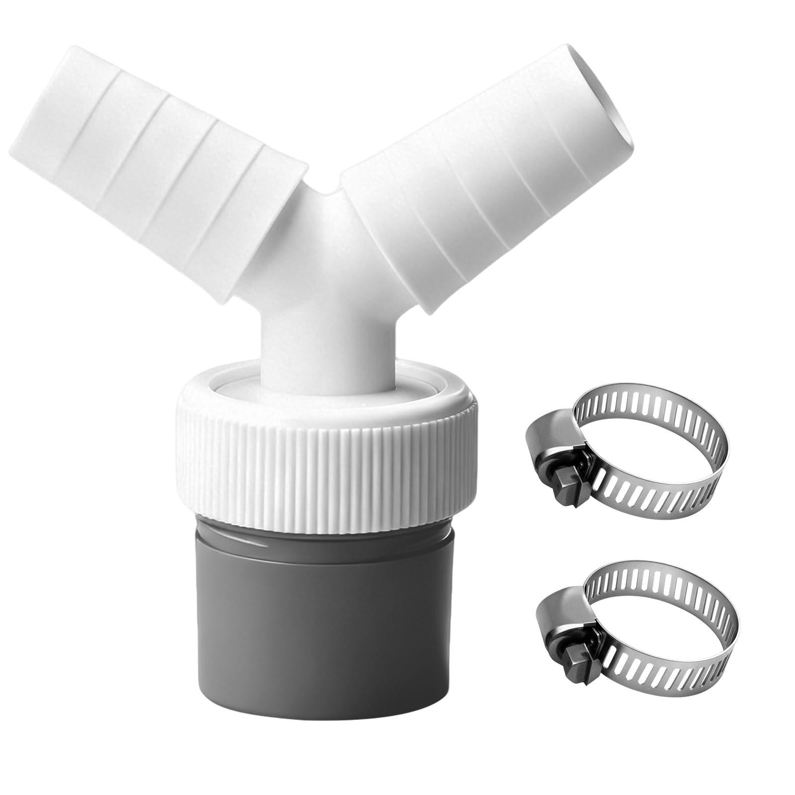 Washing Machine Waste Splitter with 2Pcs Hose Clamp Drain Adaptor for Dishwasher and Washing Machine Y Connector for Washer and Dishwasher Waste for Home Kitchen Bathroom