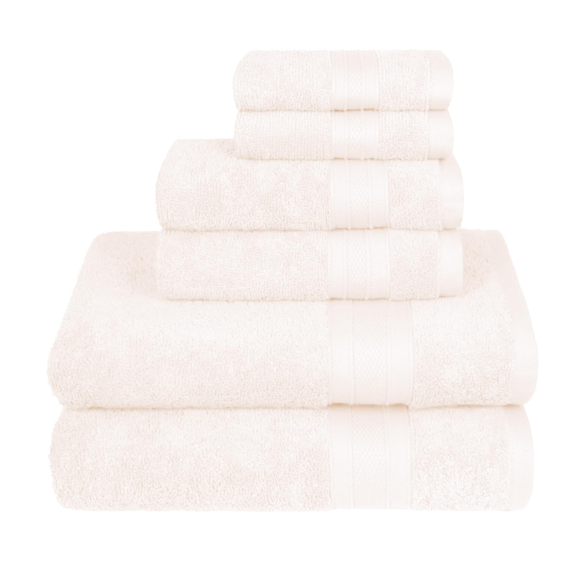 Trident Soft Comfort Air Rich Towels for Bath, 100% Cotton Towel, Super Soft, Highly Absorbent, 6 Pieces Towel Set, 500 GSM - Linen