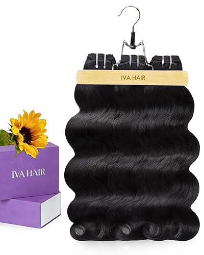 IVA 16A Body Wave Bundles Human Hair, 100% Raw Human Hair Bundles 28 28 28 Inch, Triple Lifespan, No Tangle No Shedding, Repeated Washes Maintain Silky Texture
