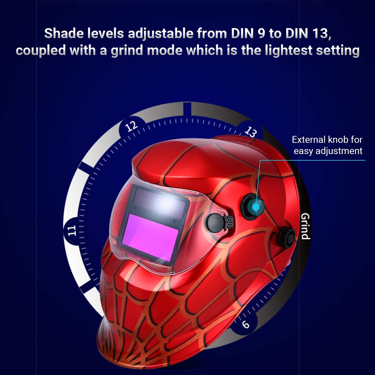 Máscara de soldadura,Casco de soldadura,Máscara de soldador,Casco de soldadura Casco de soldadura Casco protector de oscurecimiento automático con energía solar Máscara de soldadura Escudo con modo de