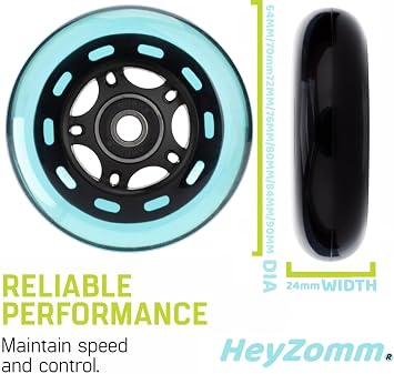 8 Pack Inline Skate Wheels Indoor Outdoor 85a Roller Hockey Wheels with Ball Bearings, ABEC-9 and Floating Spacers 64mm 70mm 72mm 76mm 80mm 84mm 90mm Diameter