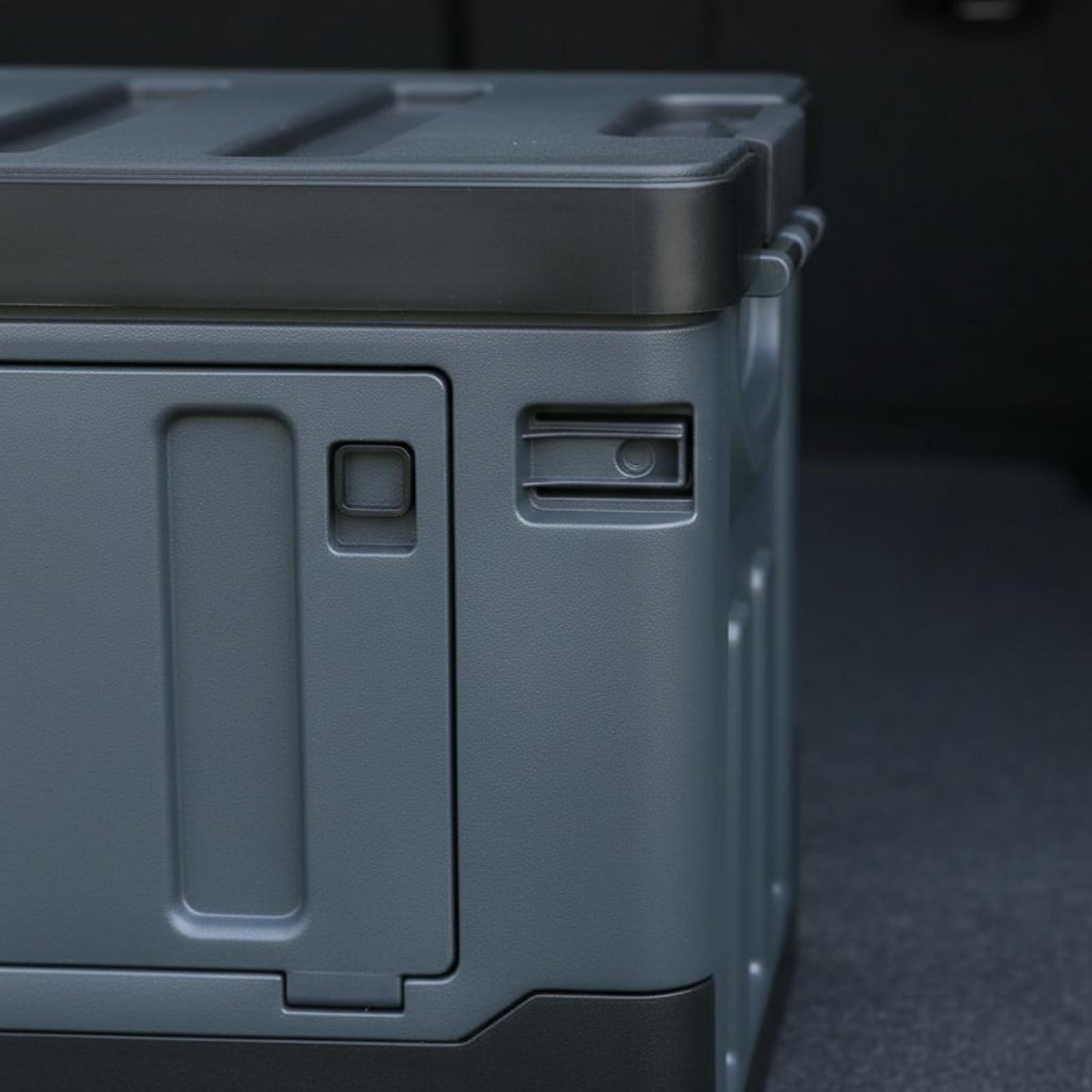 Qianly Aufbewahrungsbox mit Seitentür faltbar zusammenklappbare Kofferraumbox mehrere Fächer Faltbox für Camping, Upgrade-Trennung, Weißsilber, Seitenöffnung, Hoher Deckel, Groß, 80L