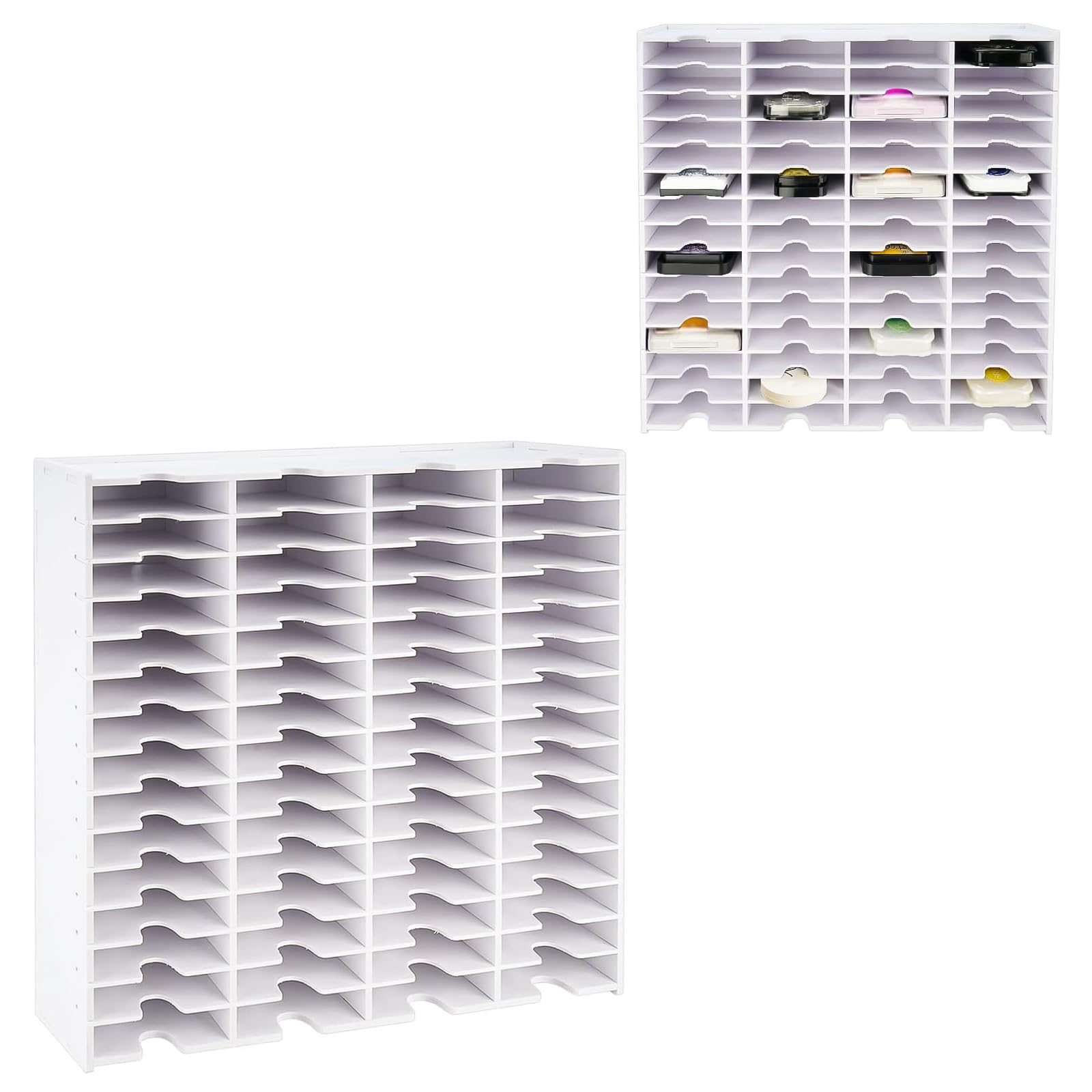 Stempelkissenhalter Ink Pad Tray Organizer Rack Aufbewahrungsbox 60 Gitter Weiß