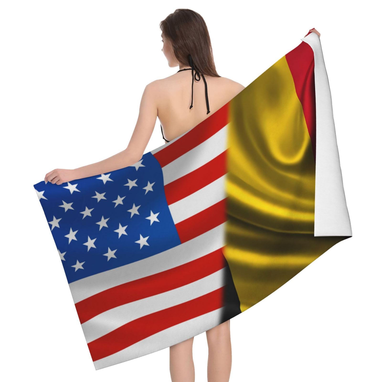 HLBSDM Microfiber America Flag and Belgium Flag Beach Towel Quick Dry Soft Sand Free Beach Towels for Pool Swim Beach Lightweight Thin Towels