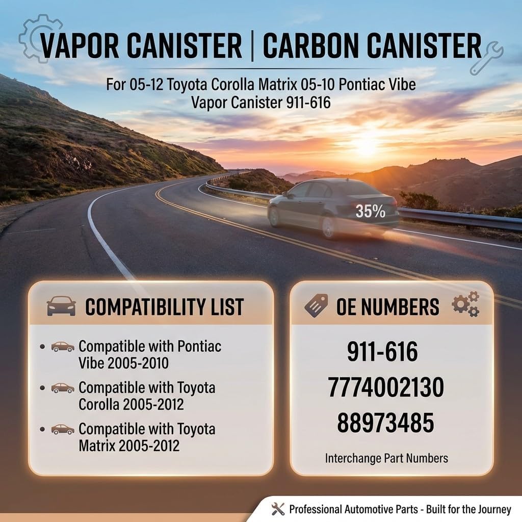Carbon Canister Compatible with Toyota Corolla Matrix 2005-2012, Pontiac Vibe 2005-2010 - Replace 911-616 7774002130 88973485