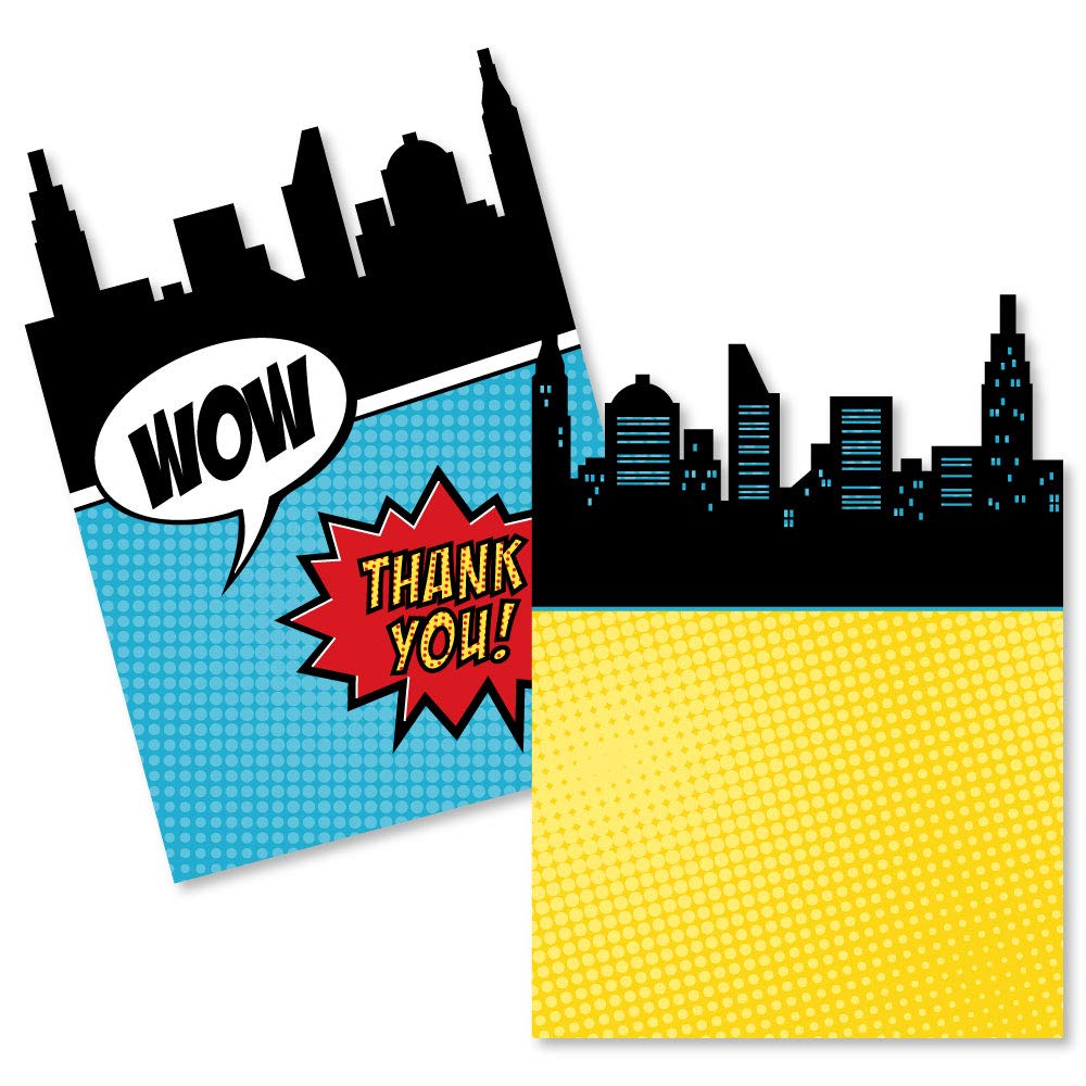 Amazon.com: Big Dot of Happiness Bam Superhero - Shaped Thank You Cards -  Baby Shower or Birthday Party Thank You Note Cards with Envelopes - Set of  12 : Toys & Games