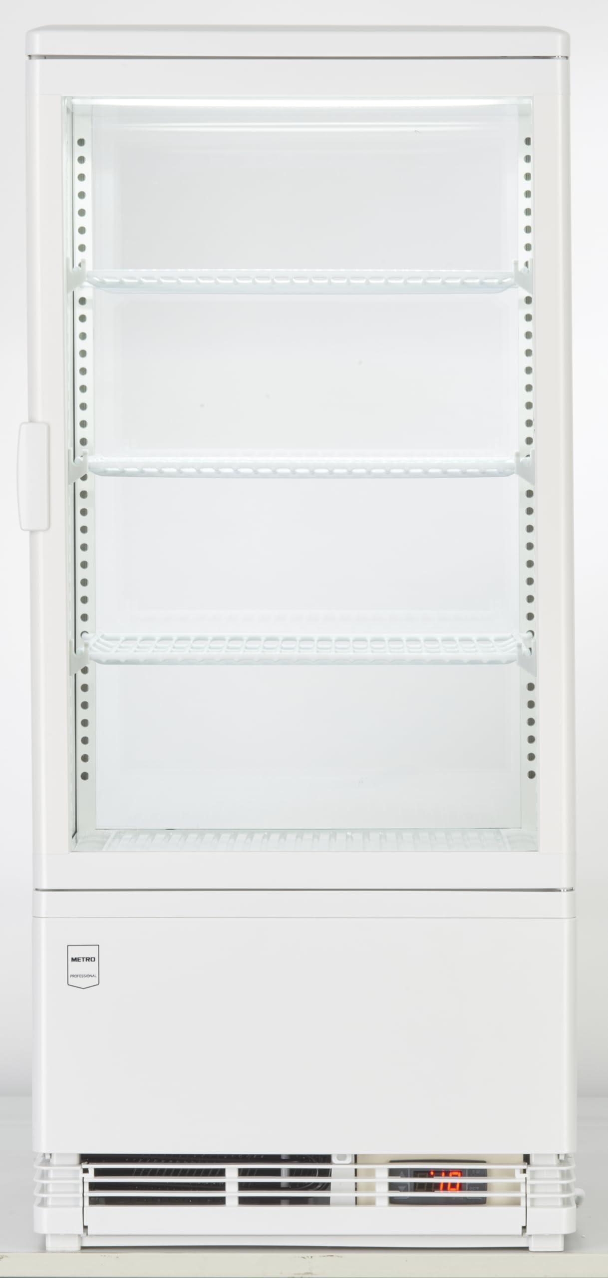 METRO Professional Vetrina Refrigerata GGC2078, Plastica/Vetro, 78 L, Termostato Digitale, Illuminazione LED, 3 Ripiani Regolabili, Bianco