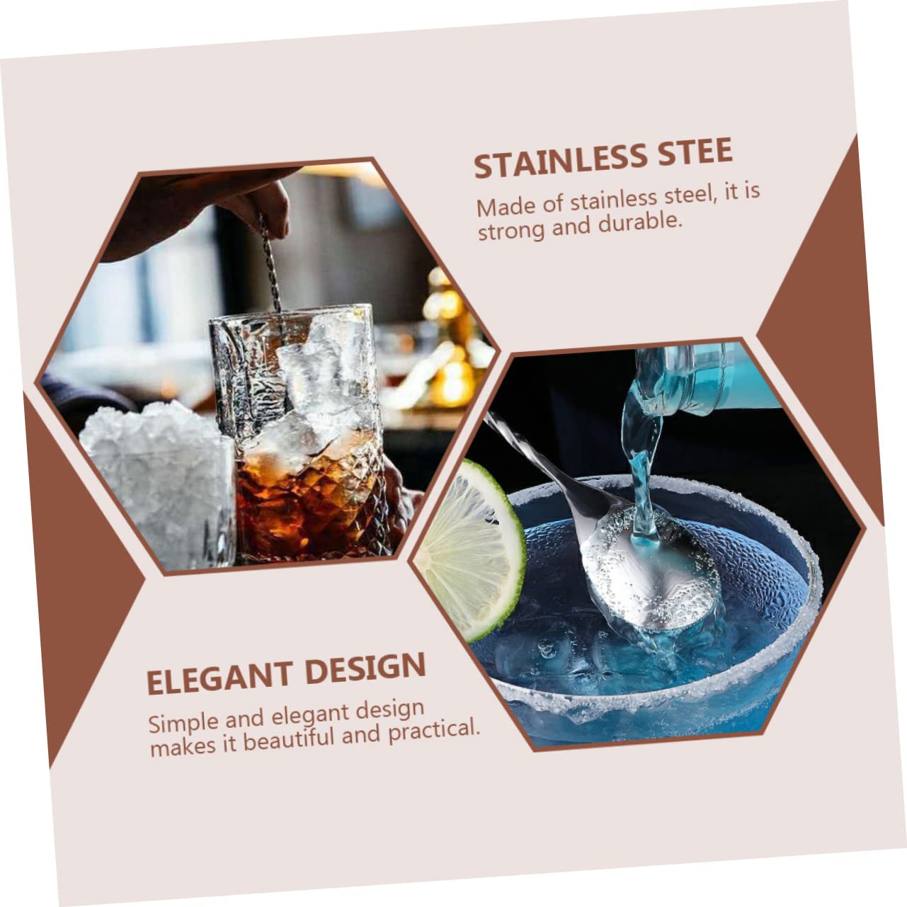 Alipis 2pcs Stainless Steel Dripping Spoon Long Stirrer for Drinks Teardrop Bar Mixing Spoons Cocktail Shaker Stirrer Tools