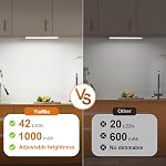 YiaMia 5 Pack sous l'éclairage de cabinet sans fil, 8 Inch Rechargeable Motion Sensor Lights Indoor, Magnetic Stick LED Sous les lumières de comptoir Éclairage de cabinet variable pour armoires de cuisine