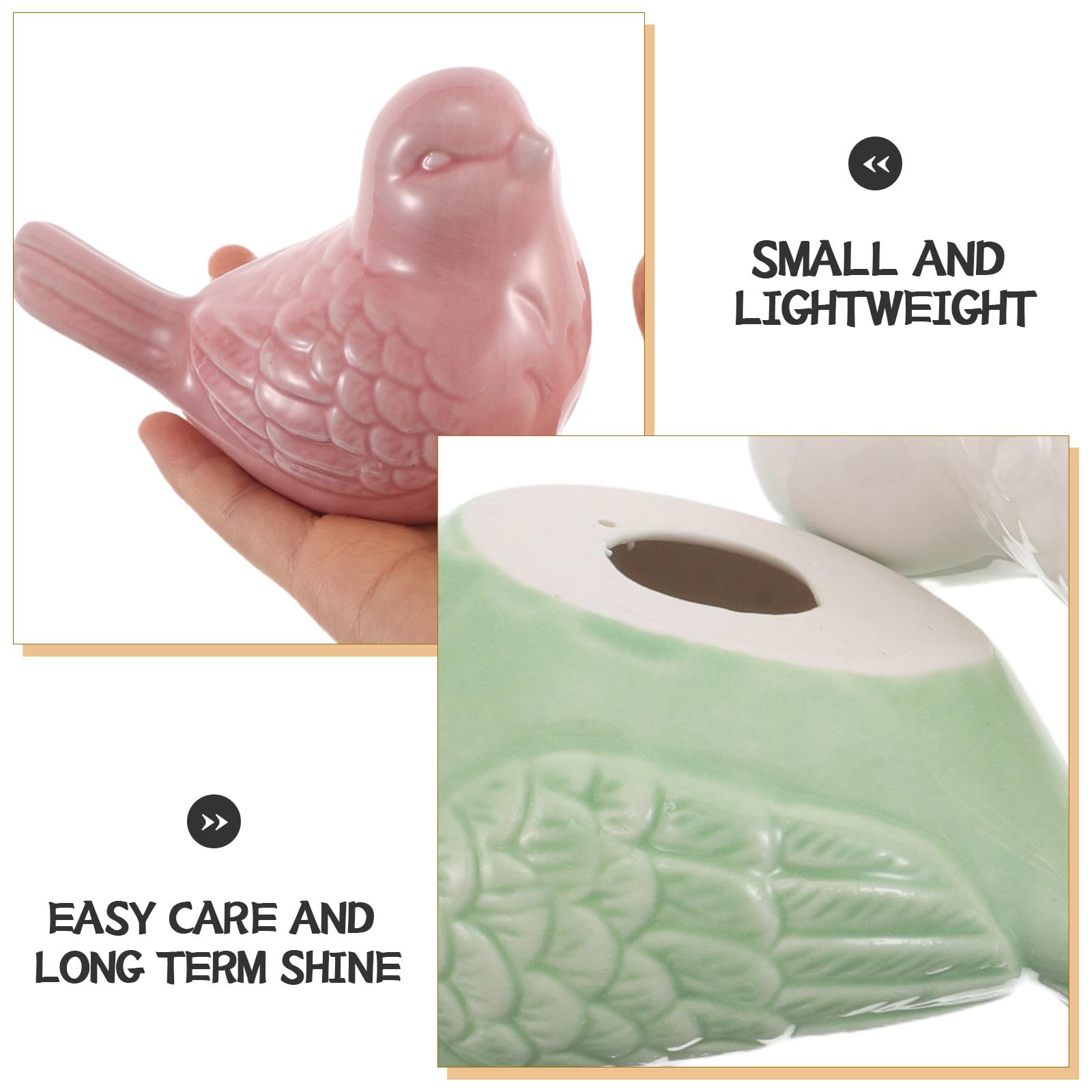 NUOBESTY Confezione da 4 uccelli in miniatura in ceramica: piccoli uccelli artificiali - piccole statuette di animali per fioriere, tavoli, micro paesaggio, decorazioni natalizie, giardino delle fate