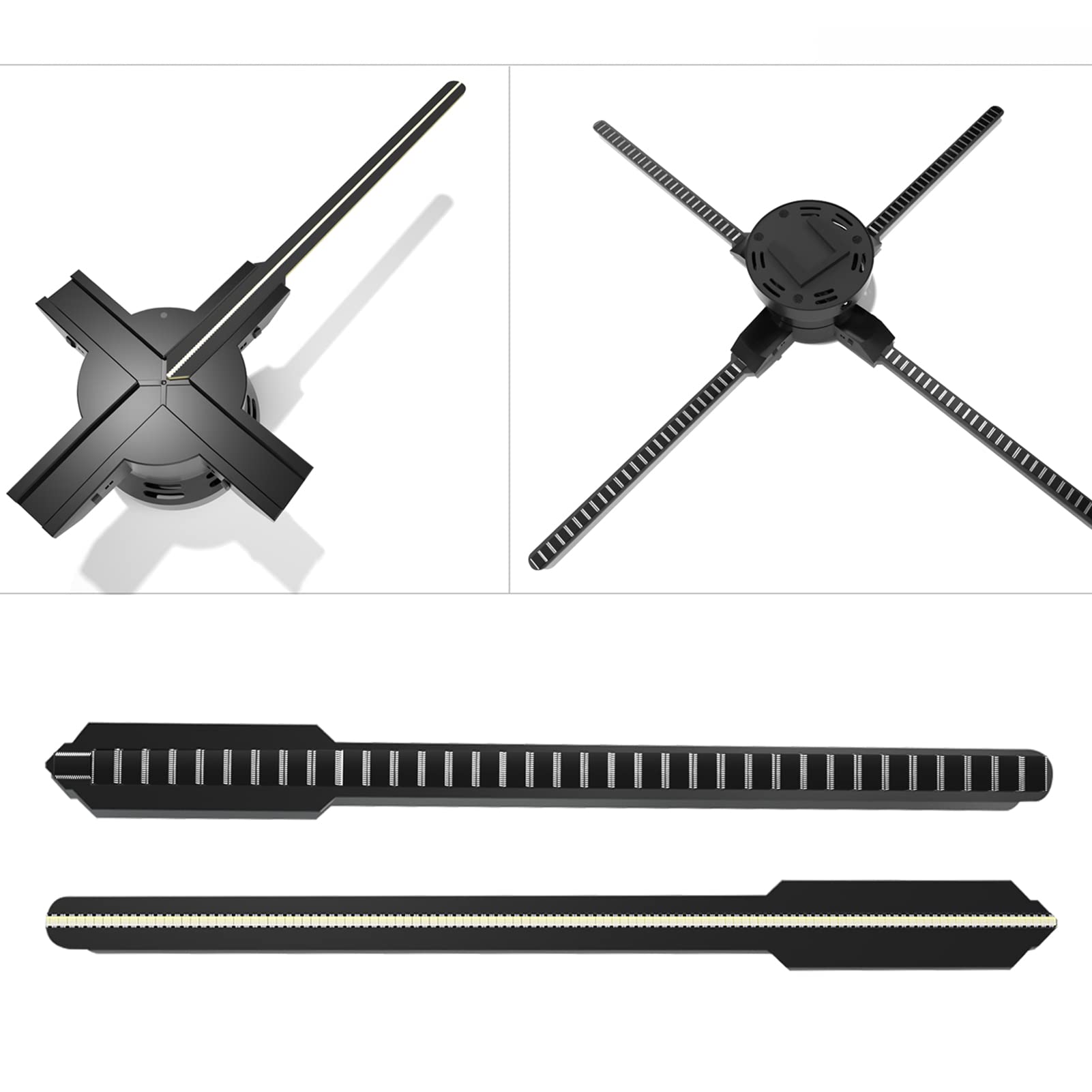 Ologramma,F52 Proiettore Di Ologrammi 3D Display Pubblicitario Fan Lettore A Parete 3D Naked Eye 2K Hd Led Photo Video Fan Con 624 Pezzi Led Perline Di Luce Telecomando Segno Display In Tempo Reale