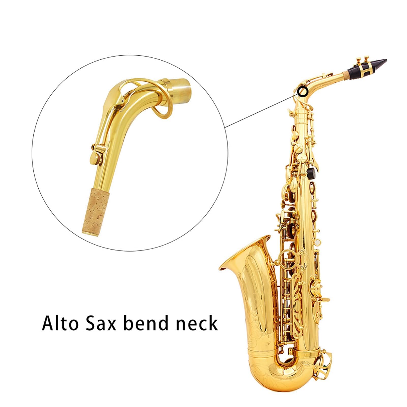 Messing Altsaxophon Hals, Alt Sax Hals Beugen mit Sauberem Tuch Korkfett für Altsaxophon-Zubehör Spielen Sie Instrumentenzubehör