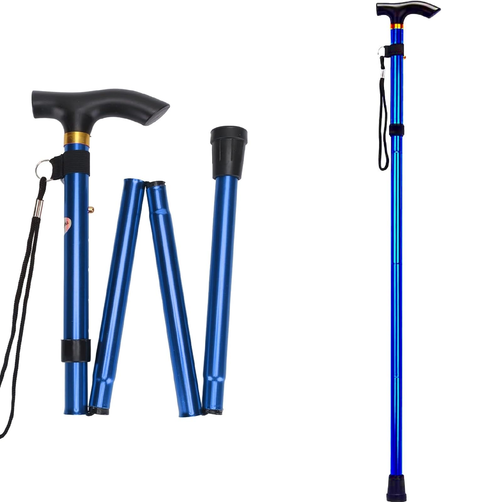 Canne De Marche Pliable Réglable Aluminium - Base Antidérapante - Neuf