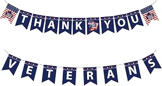 CupaPlay Veterans Day Banners Decorations Thank You Veterans Patriotic Independence Party Supplies Decor Favors Banner