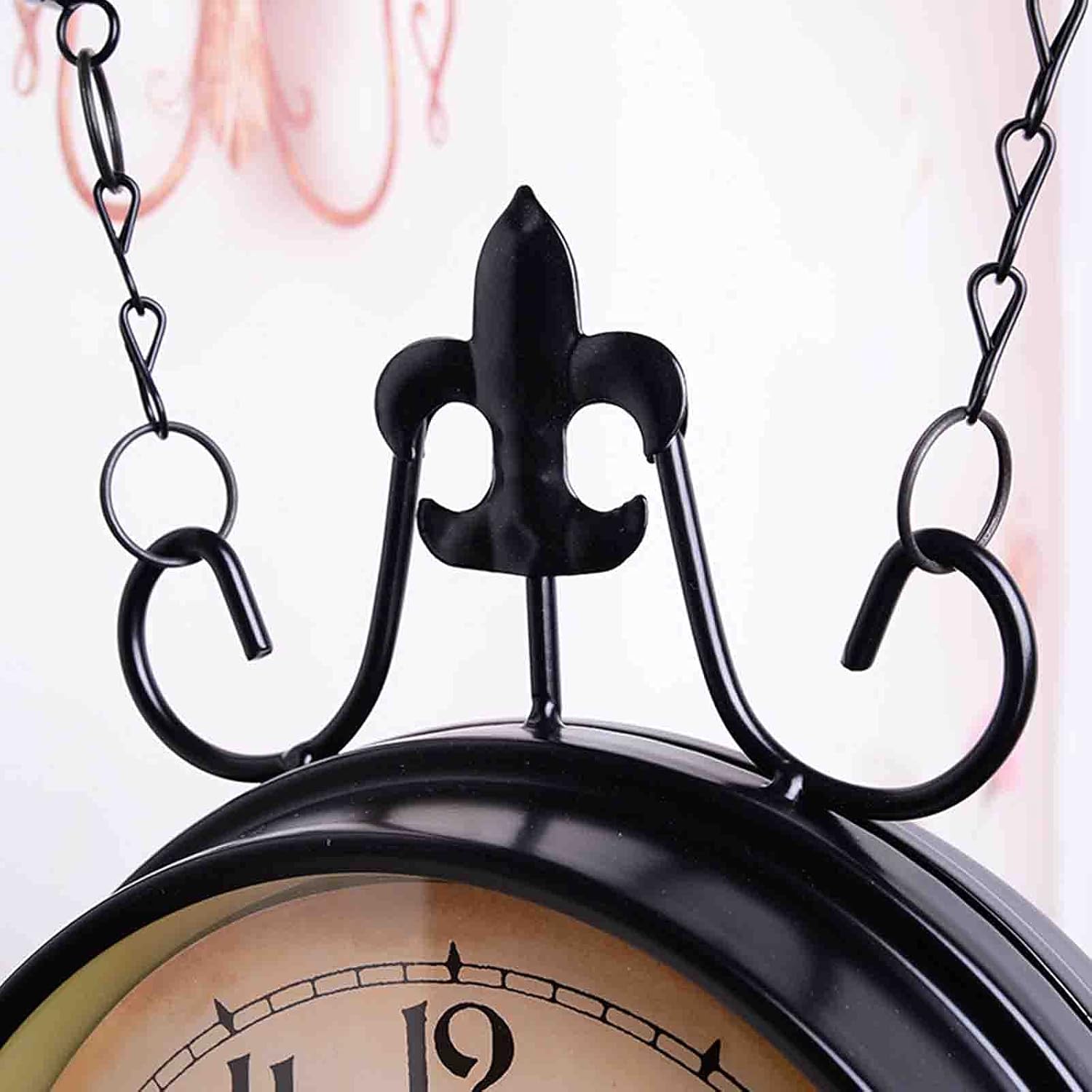 Garden Clocks Outdoor Double Sided Wall Clock Train Station Clock Vintage Antique-Look Bracket Indoor Hanging Clock Two Faces